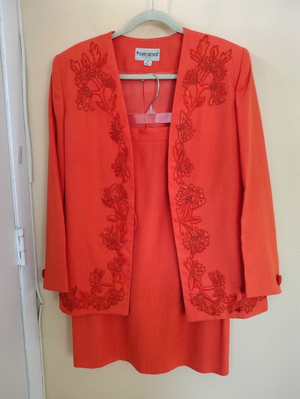 John Meyer Norwich Orange Embroidered Suit 14 Church Wedding See Description